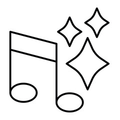 Poster - Shiny stars and music note thin line icon, merry christmas concept. Vector graphics. Jingle melody sign on white background, style mobile or design.