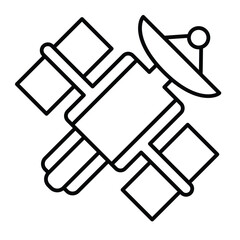 Fototapete - Satellite with antenna thin line icon, cosmos concept. Vector graphics. Orbital space satellite sign on white background, style mobile or design.