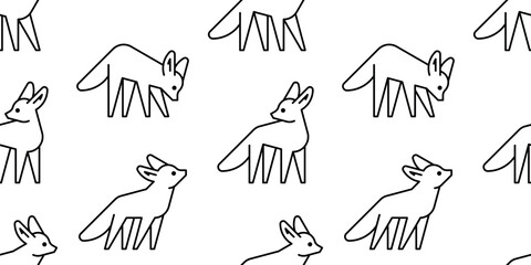 Poster - Seamless pattern with Fennec Fox logo. isolated on white background
