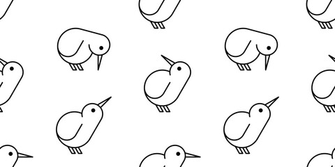 Poster - Seamless pattern with Kiwi bird logo. isolated on white background
