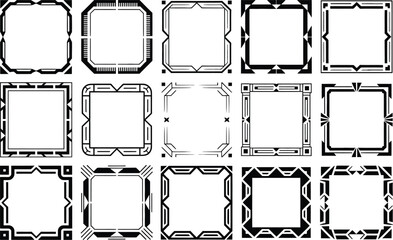 Poster - Collection of modern geometric frames in black and white, elegant border designs for various applications