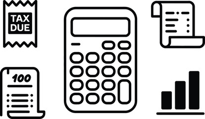 Poster - Financial icons depicting taxes invoices and analytics for business and economic concepts