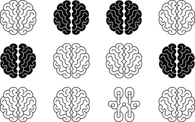 Poster - Collection of stylized brain icons representing intelligence and human cognitive functions