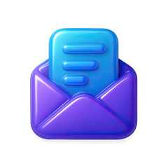 Poster - 3D Render of a Glowing Purple and Blue Email Icon