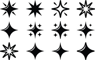 Poster - Collection of sparkling starbursts various shapes and designs vector illustration on white background