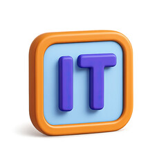 Poster - 3D Render of a Purple and Orange IT Icon on a Transparent Background