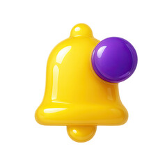 Poster - 3D Render of a Shiny Yellow Bell with a Purple Notification