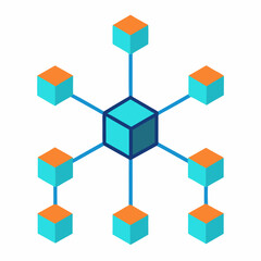 Poster - Abstract network connection cubes data technology
