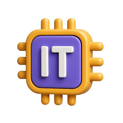 Poster - 3D Render of Purple and Yellow IT Chip Icon