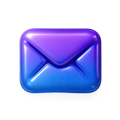 Poster - Glossy Blue And Purple 3d Envelope Icon On Transparent Background