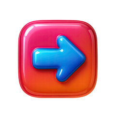 Poster - Glossy Blue Arrow on Red Square Button