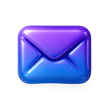 Glossy Blue And Purple 3d Envelope Icon On Transparent Background