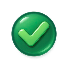 Poster - Glossy Green Check Mark Icon on Transparent Background