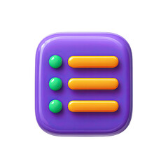 Aufkleber - glossy purple checklist app icon with orange and green elements