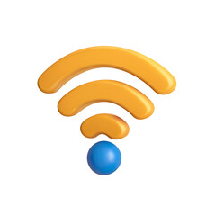 Poster - Glowing Orange Wifi Symbol with Blue Dot 3D Render