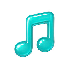 Poster - Glowing Teal Musical Note Icon on Transparent Background