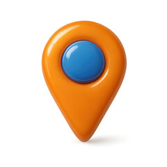 Poster - Orange and Blue Glossy 3D Map Pin Icon on Neutral Background