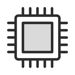Poster - Microchip, processor, CPU, circuit, computer, digital, electronics, hardware, data, power, intelligent icons. Technology & Processor Vector Icon - Editable