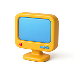 Poster - Yellow Retro Computer Monitor 3D Illustration