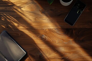 Poster - Vibrant Color Visual of Top View of Desk Concept with Copy Space
