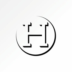 Poster - Logo design graphic concept creative premium vector stock image top sell initial H font negative space shadow circle swoosh to monogram consulting law