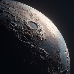 Wall Mural - Detailed Lunar Surface Depicting Craters and Textures against Deep Space .