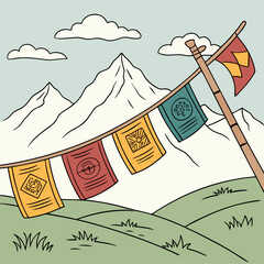 Poster - vector illustration of a mountain landscape