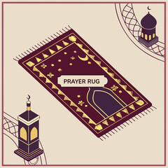 Poster - vector illustration of a vintage Prayer mat