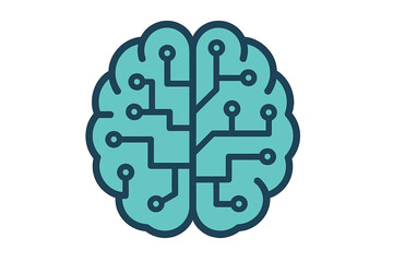 Poster - Illustration of a brain with a circuit board concept integrated into it