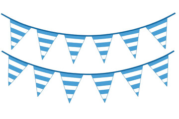Poster - Blue and white striped bunting flags suspended, adding cheerful decorative elements against clean transparent backdrop