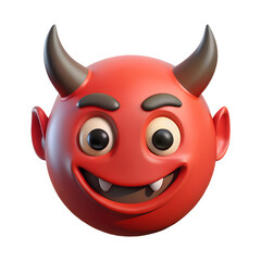 Poster - Smiling Devil Face 3D Rendering Isolated on White