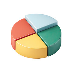 Poster - Colorful 3D Pie Chart Model Representing Data Segments for Infographic or Presentation Use