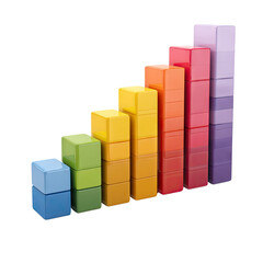 Poster - Colorful 3D Blocks Displaying Growth with Increasing Height and Variation in Color for Business Charts and Infographics