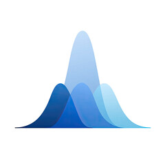 Poster - Abstract graphic representation of mountains with translucent layers in shades of blue creating a serene atmosphere