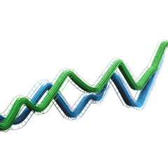 Poster - Abstract financial graph with dynamic lines in green and blue tones representing market trends and fluctuations