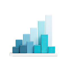 Poster - Modern Abstract Bar Chart in Gradients of Blue and Teal Representing Business Growth and Data Analysis