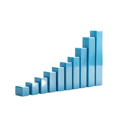 Poster - Blue 3D Bar Graph Representing Business Growth with Increasing Data Values and Positive Trends in Financial Metrics