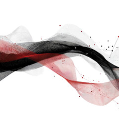 Leinwandbilder - Abstract flowing lines in red, black, and white with dynamic movement and elegant wave patterns on a dark background