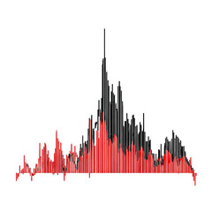 Poster - Abstract Visualization of Sound Waves with Colorful Frequency Spectrum Displaying Vibrant Red and Black Patterns