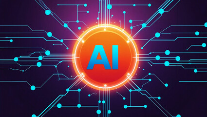 Fototapete - Artificial Intelligence Concept Digital Brain Technology Innovation Futuristic Neural Network
