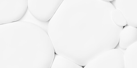 Poster - Abstract modern minimal large white bubbles, balloons or pebbles geometry background wallpaper banner, flat lay top view