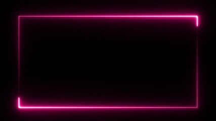Wall Mural - Neon light rectangle frame border animated. rectangular frame made of two moving neon lights overlay.