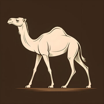 A full-body silhouette of a camel with one hump, lying down in a resting position with clear outlines and a minimalistic design.