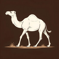 Fototapete - A full-body silhouette of a camel with one hump, lying down in a resting position with clear outlines and a minimalistic design.