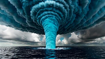 Wall Mural - a large blue cloud is coming out of the ocean