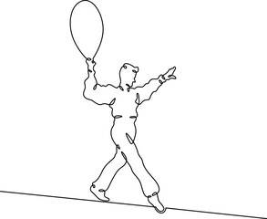 Poster - Continuous one line drawing circus artist. Circus. Tightrope walker and equilibrist. Circus performance. One continuous line isolated minimal illustration.Not AI.