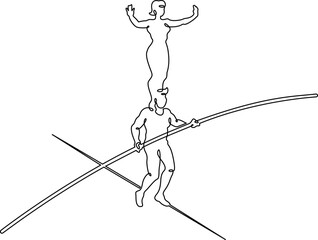 Poster - Continuous one line drawing circus artist. Circus. Tightrope walker and equilibrist. Circus performance. One continuous line isolated minimal illustration.Not AI.