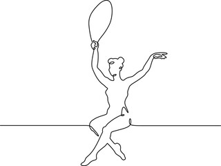 Poster - Continuous one line drawing circus artist. Circus. Tightrope walker and equilibrist. Circus performance. One continuous line isolated minimal illustration.Not AI.