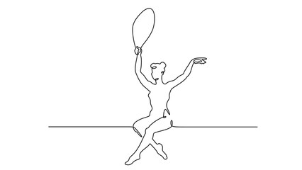 Poster - Continuous one line drawing circus artist. Circus. Tightrope walker and equilibrist. Circus performance. One continuous line isolated minimal illustration.Not AI.
