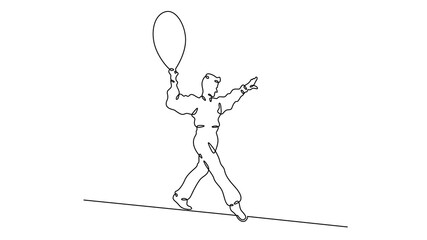 Poster - Continuous one line drawing circus artist. Circus. Tightrope walker and equilibrist. Circus performance. One continuous line isolated minimal illustration.Not AI.